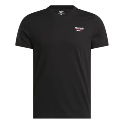 Image of Reebok Identity Small LOGO TEE Basic Tshirt, Men&#039;s, Size: XXL, Black/white/vector red