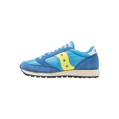 Image of Saucony JAZZ Original Vintage Trainers, Men&#039;s, Size: 8.5, Yellow/blue Leather and textile