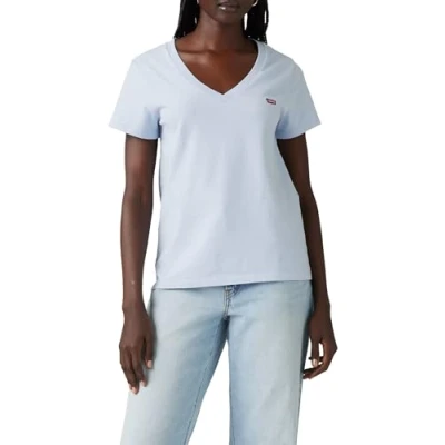 Image of Levi&#039;s Perfect V NECK Print Tshirt, Women&#039;s, Size: Medium, Skyway