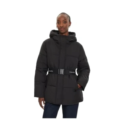 Image of Calvin Klein Jeans LOGO Puffer Winter jacket, Women&#039;s, Size: XL, Black