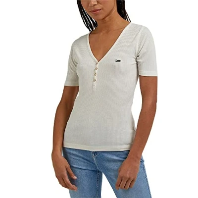 Image of Lee Women&#039;s SS Henley T Shirt, Beige, X Small, XS