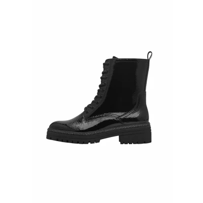 Image of MARCO TOZZI Damen Stiefeletten zum Schnüren mit Blockabsatz Reißverschluss, Schwarz (Black Patent), 42 EU