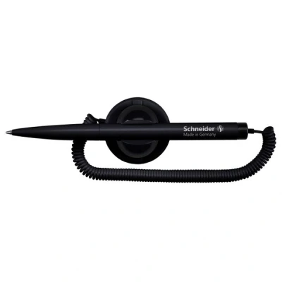 Image of Schneider Klick Fix Ballpoint Pen with Tele Cord (Ink Colour: Black, Line Width M), Pack of 10