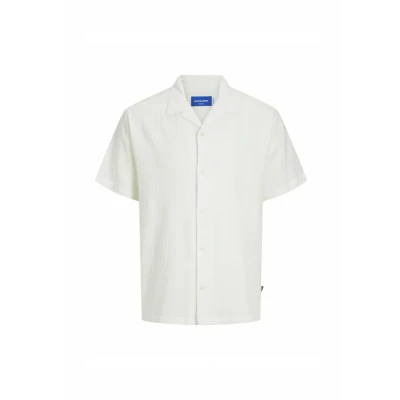 Image of JACK &amp; JONES Men&#039;s Jorluke Crinkle Resort Shirt Ss Sn Casual, Cloud Dancer, S