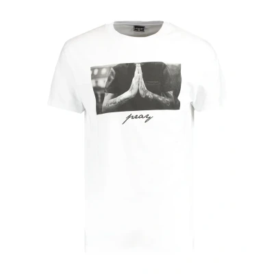 Image of Mister Tee PRAY Print Tshirt, Men&#039;s, Size: 5XL, White