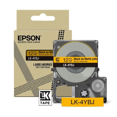 Image of Epson LabelWorks[Matte Yellow/Black 12mm LK 4YBJ]tape compatible with LW C410 and C613