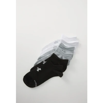 Image of Under Armour Essential NO SHOW Unisex 6 PACK Sports socks, Size: 7.5 12, Black/halo gray