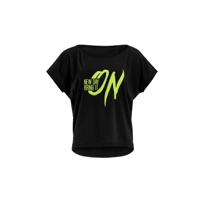 Image of Winshape MCT002 Ultra Light Print Tshirt, Women&#039;s, Size: XXL, Black/glitter/neon yellow