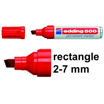 Image of edding 500 Permanent Marker Red 1 Pen Chisel Tip 2 7 mm Waterproof, Quick Drying, Smear Proof Pens for Cardboard, Plastic, Wood, Metal, Glass and Fabric