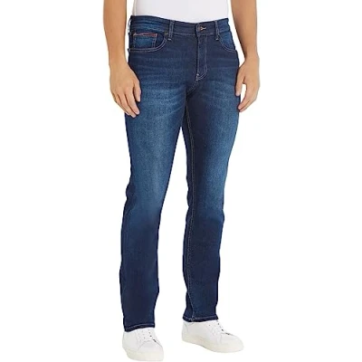 Image of Tommy Jeans Men&#039;s Ryan Rlxd Strght Asdbs Denim Pants, Aspen Dark Blue Stretch, 30W / 36L