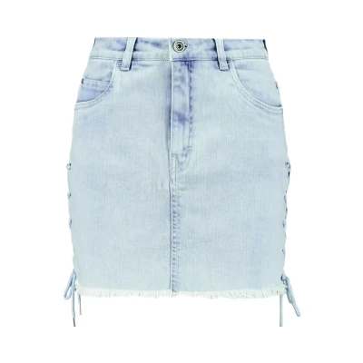 Image of Urban Classics LACE UP Skirt Denim skirt, Women&#039;s, Size: 27, Blue bleached
