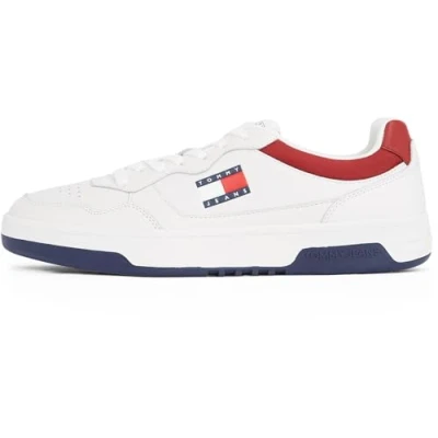 Image of Tommy Jeans Cupsole Trainers, Men&#039;s, Size: 11, Red/white/blue Leather and textile