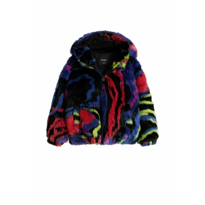 Image of Desigual Rainbow FUR Light jacket for kids, Size: 11/12y, Material finishes