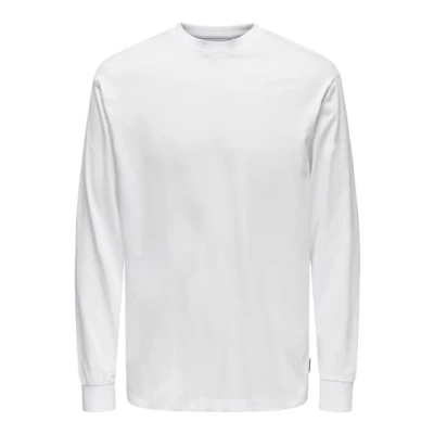 Image of Only &amp; Sons Rundhals Long sleeved top, Men&#039;s, Size: Large, Bright white