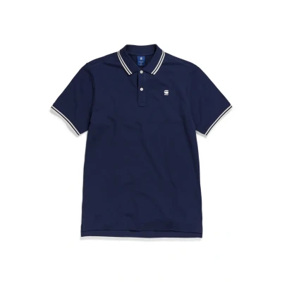 Image of G Star Dunda SLIM Stripe Polo shirt, Men&#039;s, Size: Small, Sartho blue
