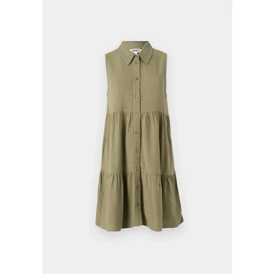Image of ONLY Women&#039;s Onlsiesta S/L Linen Bl Shirt Dress PNT Blouse, Moonbeam, M