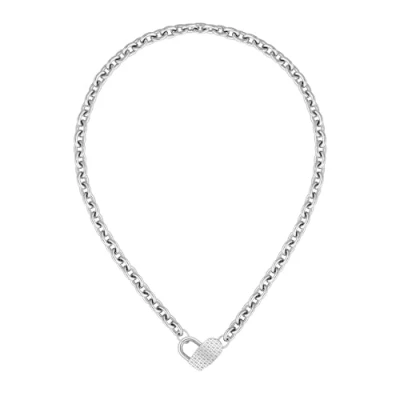 Image of BOSS SS WITH Stamped Monogram Heart Necklace, Women&#039;s, Size: One Size, Silver coloured