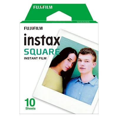 Image of instax SQUARE instant Film, white border, 10 shot pack, suitable for all cameras and printers
