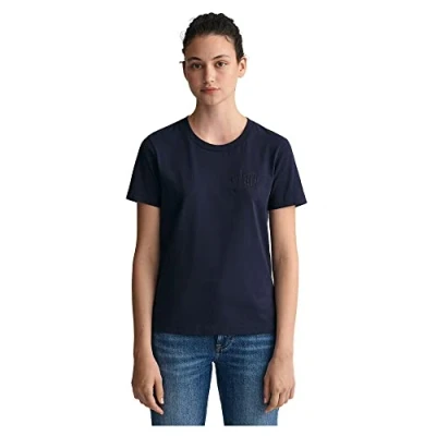 Image of GANT Tonal Shield Basic Tshirt, Women&#039;s, Size: Small, Evening blue