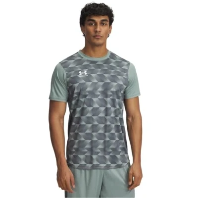 Image of Under Armour Challenger Train Print Tshirt, Men&#039;s, Size: Large, Silica green/castlerock