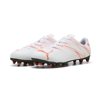 Image of Puma Attacanto FG/AG JR Unisex Astro turf trainers for kids, Size: 13K, White/glowing red Synthetics