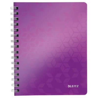 Image of Leitz A5 Flexible Cover Notebook, Purple (Wire Bound, 80 Sheets, Ruled, 90 gsm Ivory Paper, Wow Range), Pack of 1