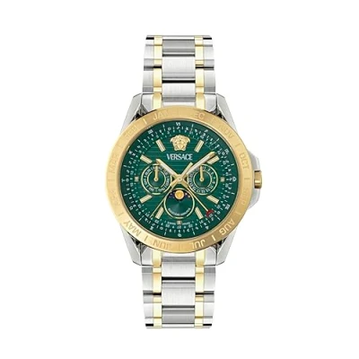 Image of Versace Vgalaxy Moonphase Chronograph watch silvercoloured/goldcoloured, Men&#039;s, Size: One Size, Silver coloured/gold coloured