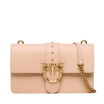Image of Pinko LOVE One Classic Across body bag Pink/dusty pink/antique goldcoloured, Women&#039;s, Size: Size, gold coloured