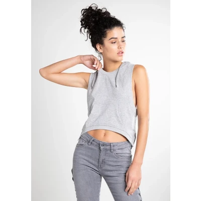 Image of Urban Classics Ladies Hooded Terry TANK Top, Women&#039;s, Size: XL, Grey