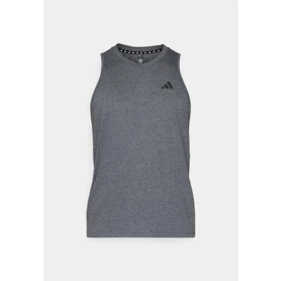 Image of adidas Performance Train Essentials Feelready Top, Men&#039;s, Size: Medium, Dark grey heather/white/black