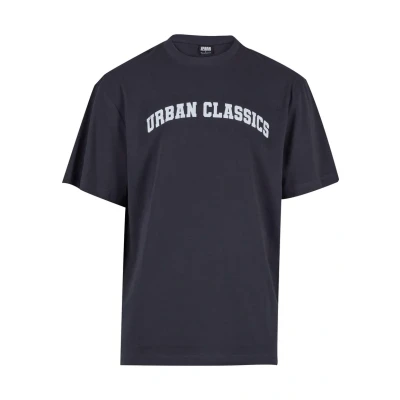 Image of Urban Classics College TEE Print Tshirt, Men&#039;s, Size: Large, Navy