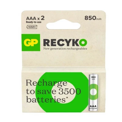 Image of GP 850 ReCyko rechargeable AAA / HR03 Ni Mh batteries (2 pack)
