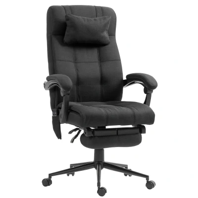 Image of Vinsetto Office Chair with 6 point Vibration Massage and Heat, Computer Adjustable Height, Head Pillow, Footrest for Home, Black