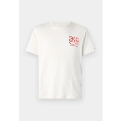 Image of Replay Print Tshirt, Men&#039;s, Size: XXL, Butter white