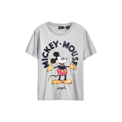 Image of Desigual Mickey MOUSE Print Tshirt, Women&#039;s, Size: 14, Grey