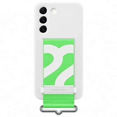 Image of Samsung Silicone Back Cover With Strap White Galaxy S22
