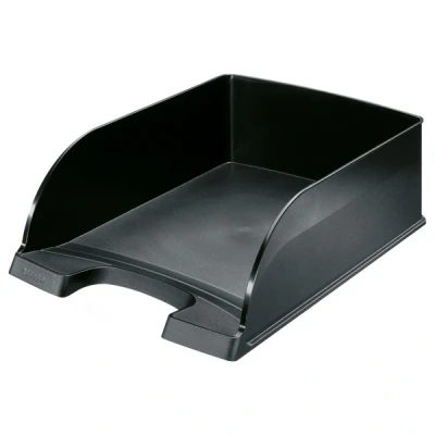 Image of Leitz Plus Jumbo Letter Tray Wheelbarrow Set of 4 Height 103 mm Black