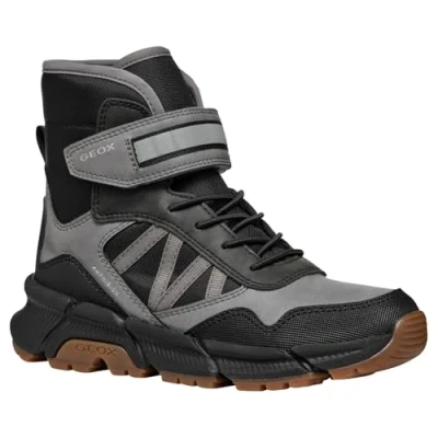 Image of Geox Flexyper PLUS BOY Classic ankle boots for kids, Size: 11K, Grey/black Imitation leather/ textile