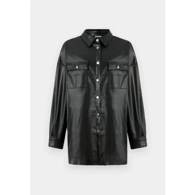 Image of Noisy May Nmflanny Oversize PU Shirt Buttondown blouse, Women&#039;s, Size: 12, Black