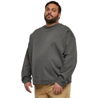 Image of Urban Classics BOXY Pocket CREW Sweatshirt, Men&#039;s, Size: XXL, Darkshadow