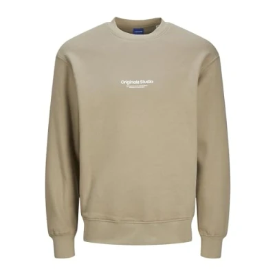 Image of Jack &amp; Jones Jorvesterbro CREW NECK Sweatshirt, Men&#039;s, Size: Medium, Silver sage