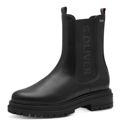 Image of s.Oliver Damen Chelsea Boots mit Reißverschluss Elegant, Schwarz (Black), 39 EU