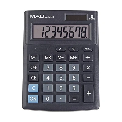 Image of MAUL Calculator MC8 Large Angled Display 8 Digits Professional Desktop for Office, Home, School Solar/Battery 13.7 x 10.3 cm Black