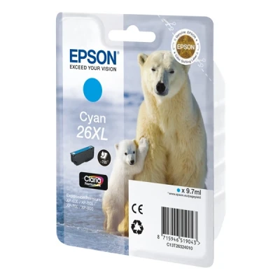 Image of Epson 26XL (T2632) high capacity cyan ink cartridge (original Epson)