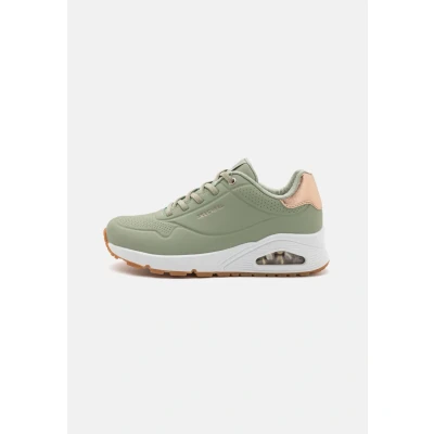Image of Skechers Women&#039;s Uno Shimmer Away Sneaker, Green, 4 UK