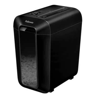 Image of Fellowes Paper Shredder 10 Sheets (P4), Particle Cut for Home, Office, Powershred LX65, with 22L Waste Bin and Safesense, LX Design Series, Black