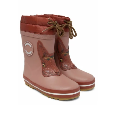 Image of Mikk line Warm Lined Children&#039;s Wellington Boots, Waterproof Rain Boots for Boys and Girls, Windproof Thermal Shoes with Reflective Details, henna, 25 EU