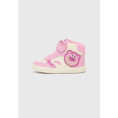 Image of Geox Gisli Hightop trainers for kids, Size: 7.5K, Pink/off white shoes