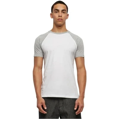 Image of Urban Classics Raglan Contrast Print Tshirt, Men&#039;s, Size: 3XL, White/ mottled light grey
