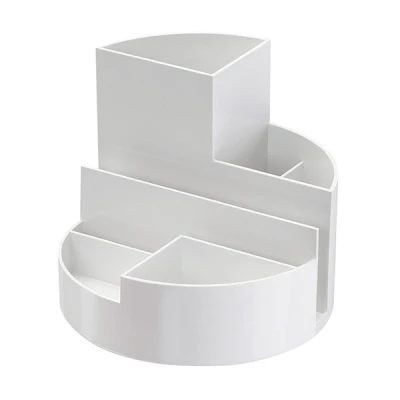 Image of Maul Desk Organiser MAULrundbox Eco Made of 85% Recycled Plastic for Storing Pens, Scissors and Note Card Practical Shelf Office White